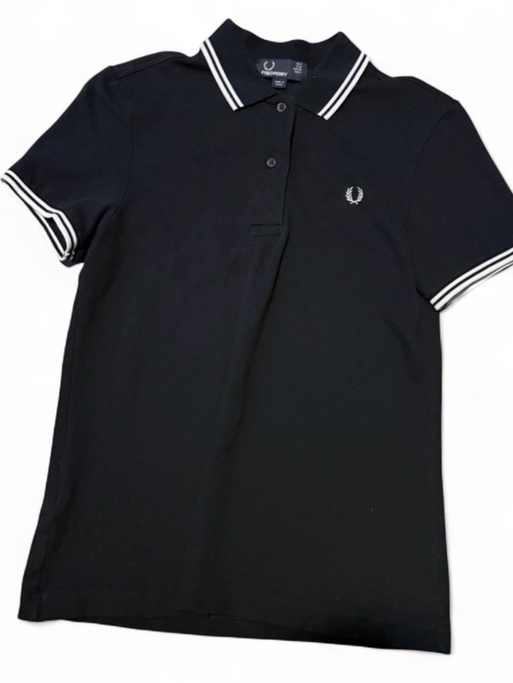 Fred Perry Black Polo with White Twin Tipping